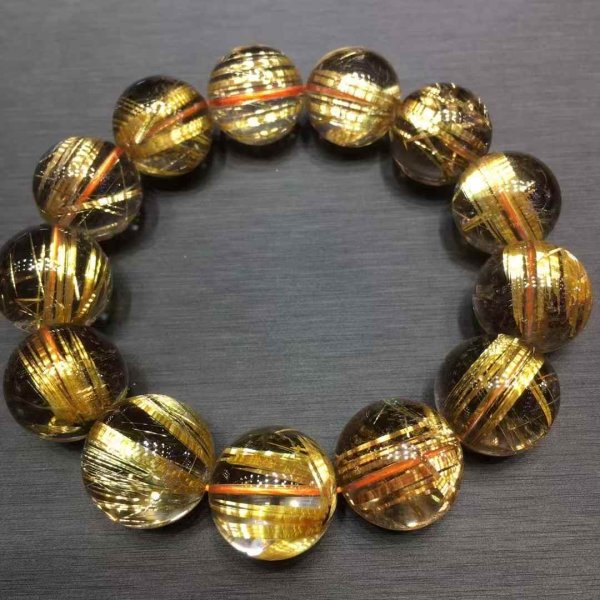 画像1: 天然石ルチルクオーツbracelet (1)