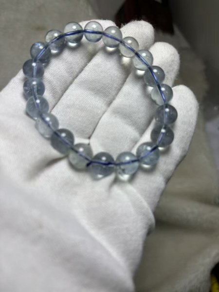 画像1: 天然石アクアマリンブレスレット，10mm，27.3g　￥9.880円 (1)
