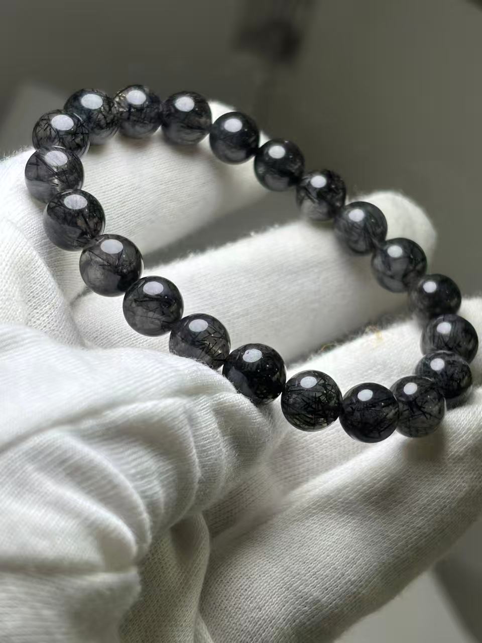 天然石黑发晶ブレスレット