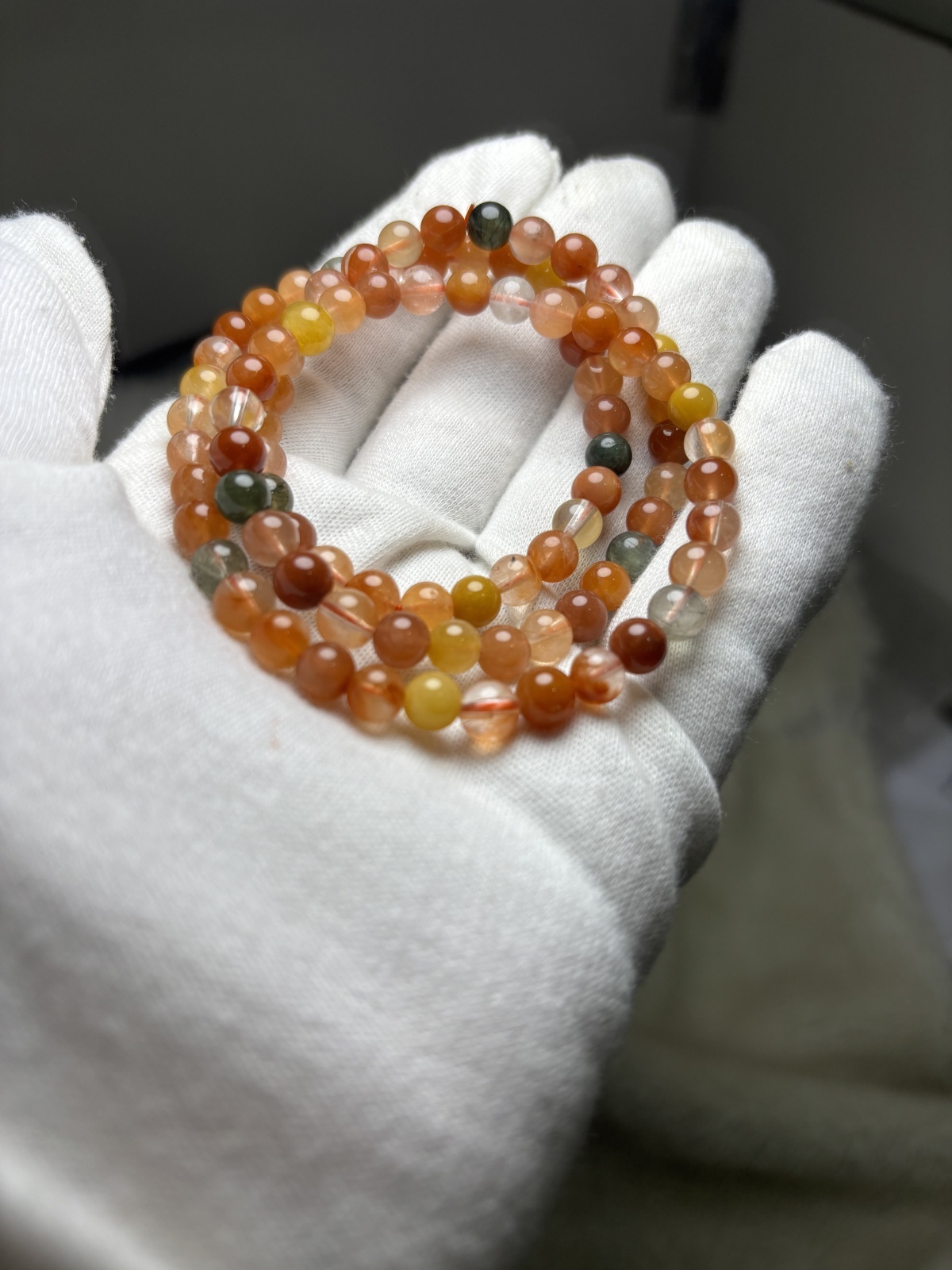 天然石福禄寿三巻ブレスレット，6.7mm，35.9g　￥7.880円