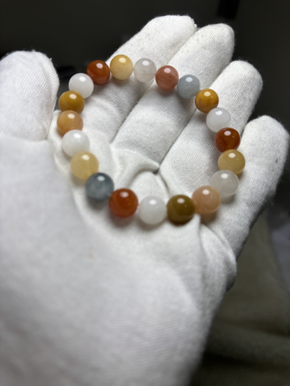 天然石彩兔毛手ブレスレット，9.7mm，24.8g　￥10.880円